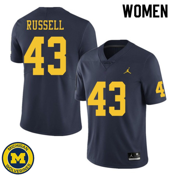 Women University of Michigan #43 Andrew Russell Navy Player Jersey